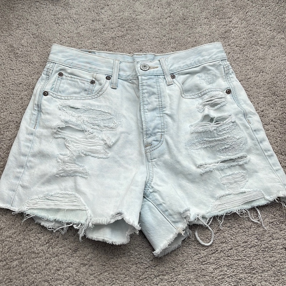 American Eagle High Waisted Ripped Jean Shorts